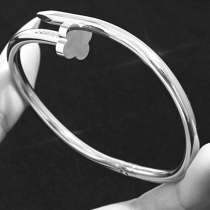 Wholesale Titanium Steel 18K Gold Plated Four Leaf Clover Zircon Stacked Bracelet Elegant Women S Fashion Jewelry Accessory