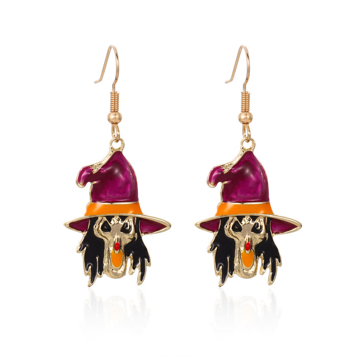 Wholesale Halloween Series Skull Frame Ghost Pumpkin Spider Bat Zinc Alloy Earrings JDC-ES-BinL007