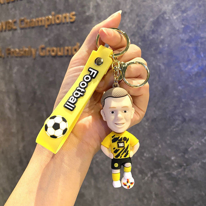 Wholesale Metal Soccer Star Cartoon Keychain Decorative Car Key Accessory MOQ≥2
