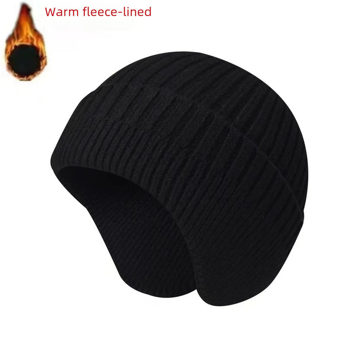 Wholesale Winter Knitted Hat For Men Women Warm Ear Protection Windproof Cycling Hat Fleece-lined Thickened Thermal Adult