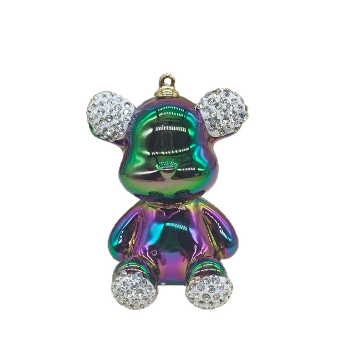 Wholesale Creative electroplating point drill sitting bear keychain pendant cute bag gift hanging cartoon three-dimensional decoration wholesale