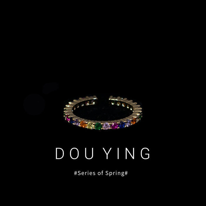 Wholesale Minimally designed zircon niche light luxury versatile open ring ring