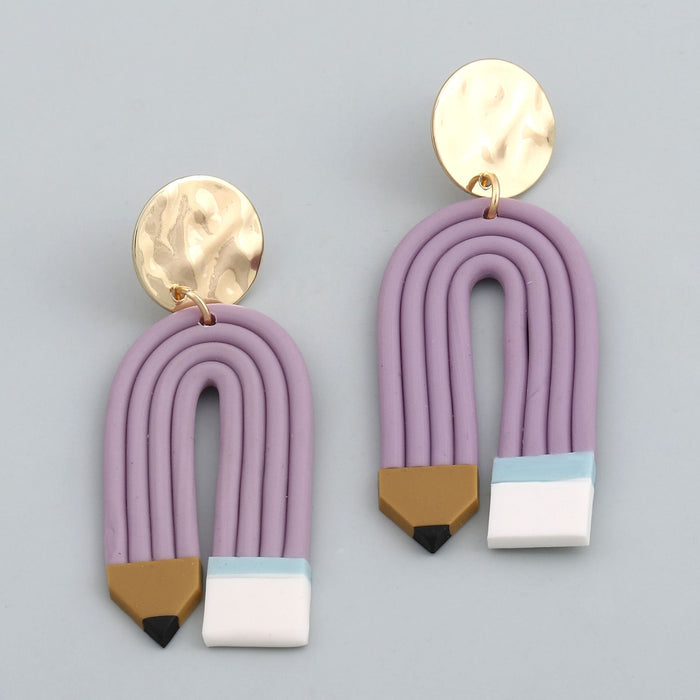 Wholesale Cross-border e-commerce colored pencil soft pottery curved striped earrings