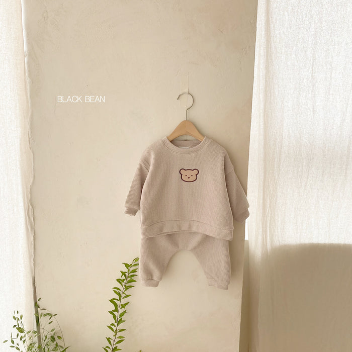 Wholesale Embroidered Bear Sweatshirt Sweatshirt Pants Children Suit JDC-CTS-WeiNiS004