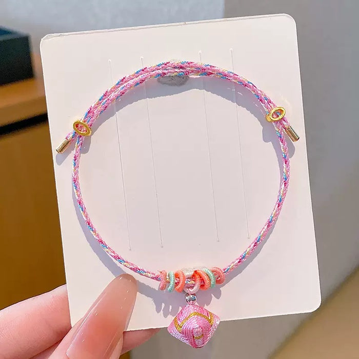 Wholesale Colorful Rope Pink Handmade Woven Bracelet Niche Exquisite  Children' s Cute Accessories