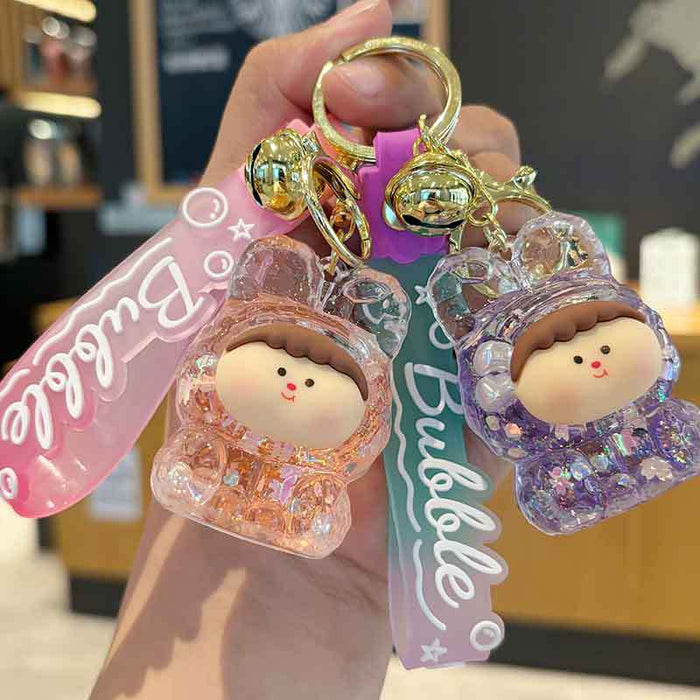 Wholesale Oil-in Acrylic Quicksand Key Chain Cute Flash Doll Key Chain