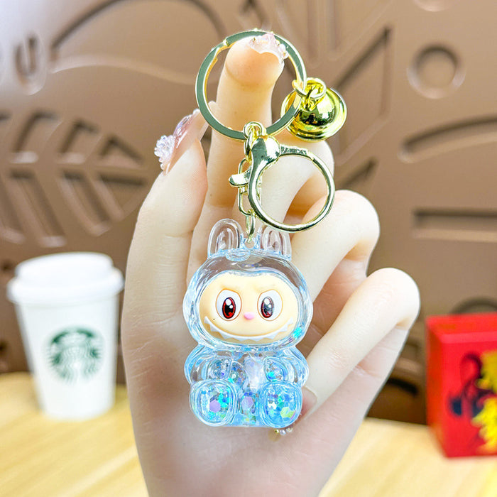 Wholesale Acrylic Bunny Quicksand Keychain Luminous Flashing Cute Doll Bag Gift Keychain
