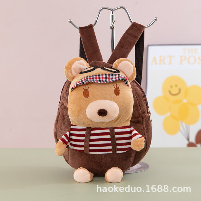 Wholesale Plush small backpack kindergarten school bag cartoon cute girl boy plush backpack