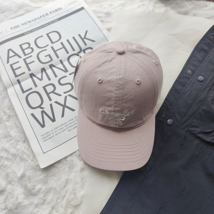 Wholesale New letter bow embroidered baseball cap, sun protection and sunshade cap, duckbill cap