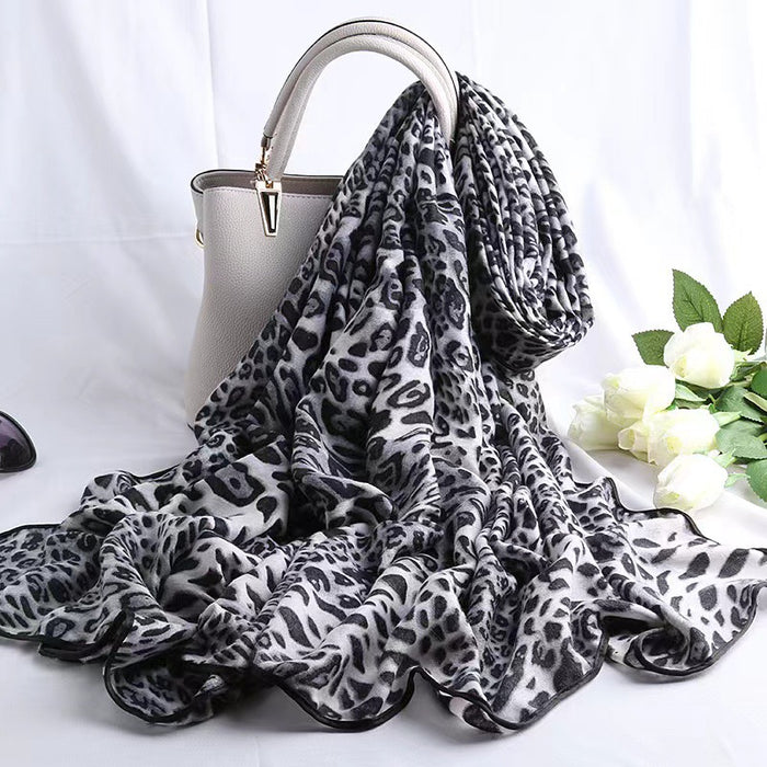 Wholesale Leopard Print Cotton and Linen Silk Scarf JDC-SF-Xuanx003