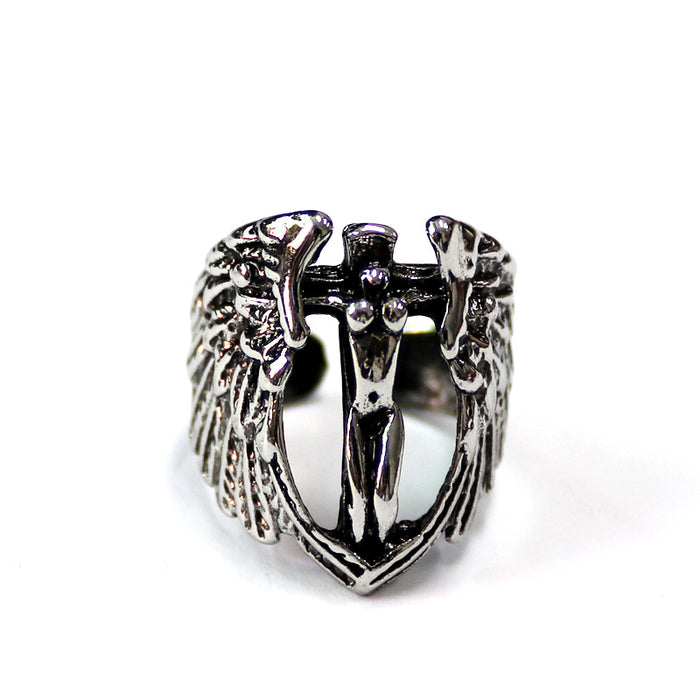 Wholesale Punk Style Personalized Domineering Cobra Statue of Liberty Cross Men's Ring JDC-RS-NH002