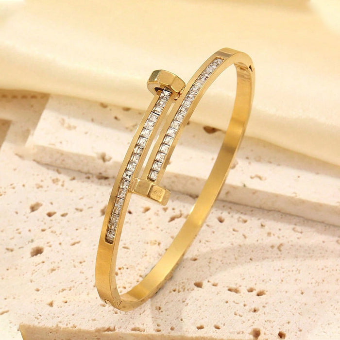 Wholesale Versatile Zircon Stainless Steel Double-Ended Bangle