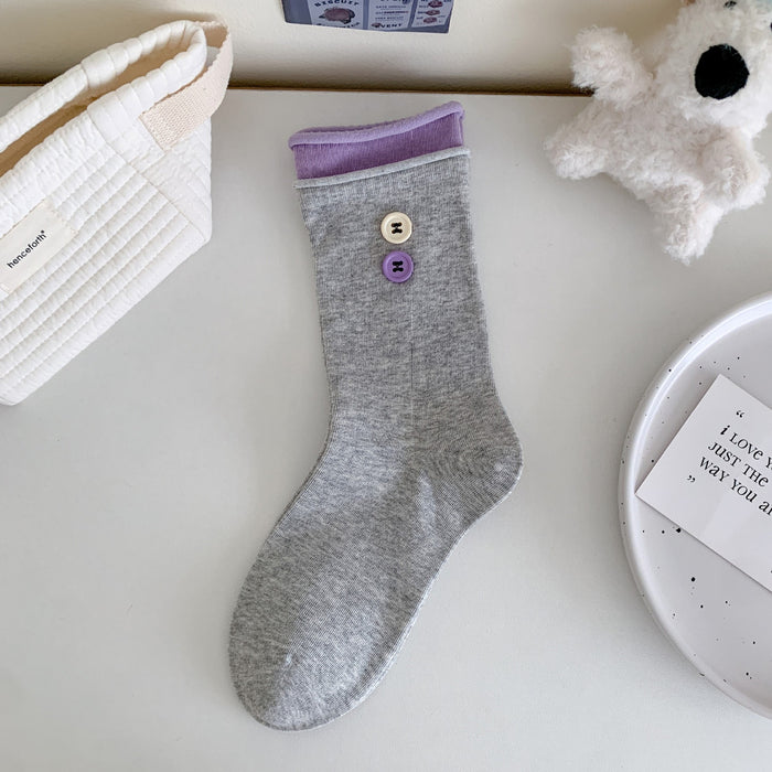 Wholesale Double layered rolled edge socks with niche design, sweat absorbing combed cotton boneless pile socks