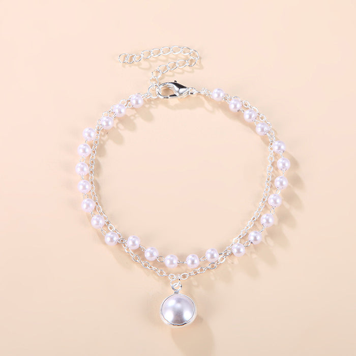 Wholesale Double-layer Pearl Pendant Necklace Women's choker Necklace