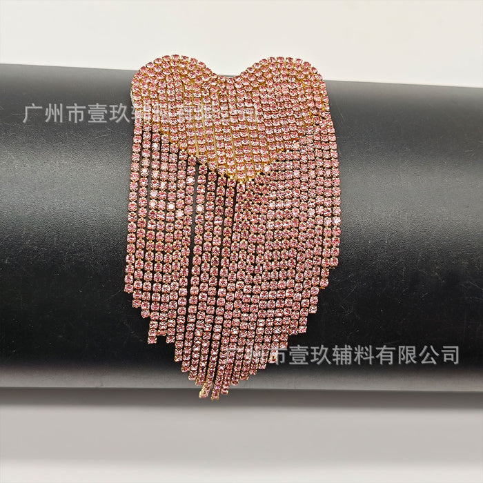 Wholesale Colorful Heart Tassel Heart-Shaped Rhinestone DIY Handmade Accessories Pendant