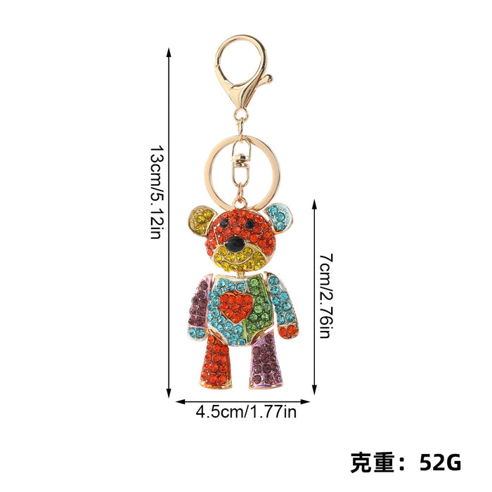 Wholesale Zinc Alloy Rhinestone Bear Keychain Pink-Purple Gradient Boutique