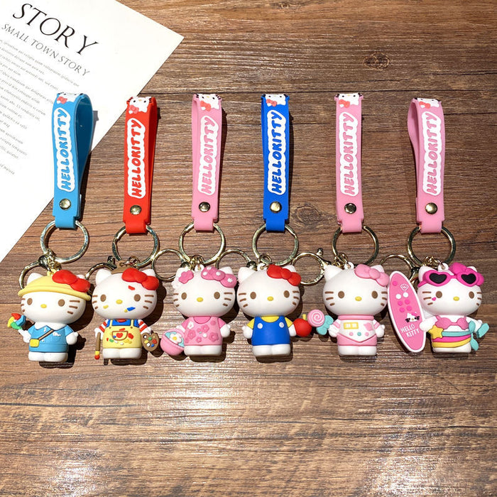 Wholesale Cartoon Cat Couple School Bag Pendant Keychain