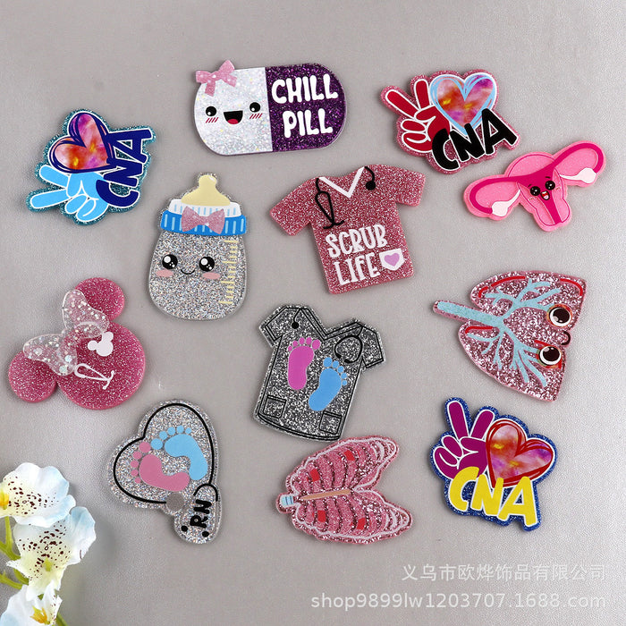 Wholesale Cartoon Pill Clothes Bottle Acrylic Pin DIY Patch Accessories JDC-FK-OuYie007