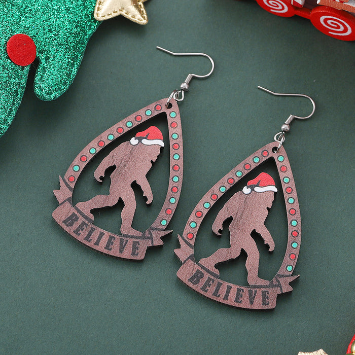 Wholesale Christmas teardrop openwork pendant earrings