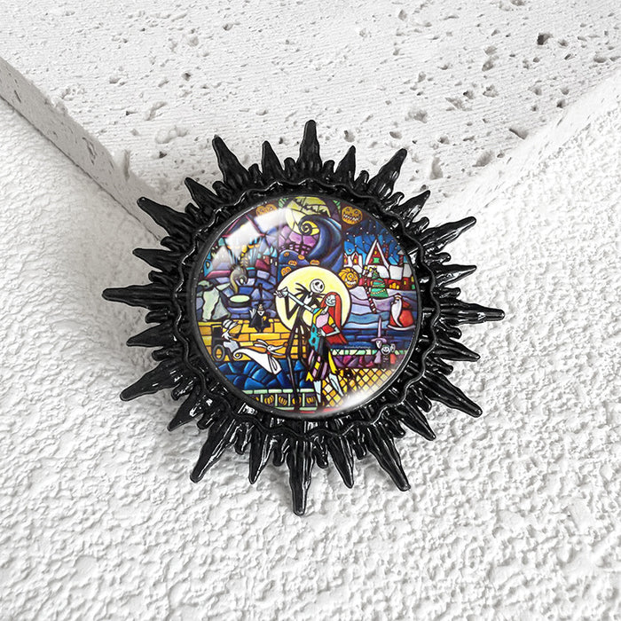Wholesale  series Christmas night e swimming Black Time gem metal brooch  Black Devil badge