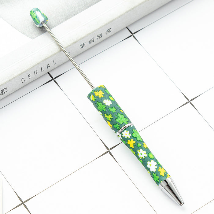Wholesale St. Patrick's Day Beadable Pens Clover Plastic Pens DIY for Beaded JDC-PN-HuaH003