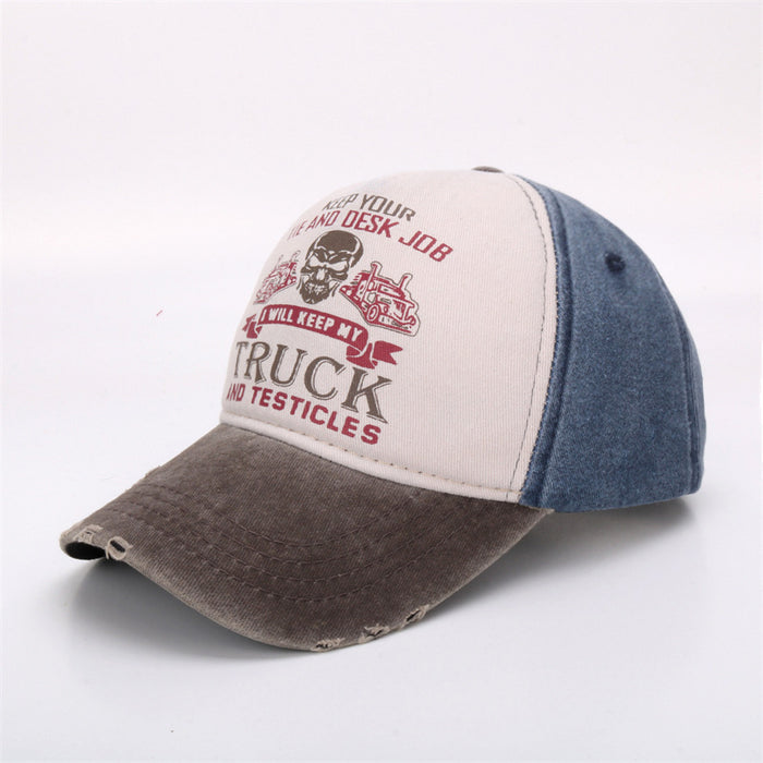 Wholesale Graffiti printed baseball cap, skull washed old cap, color blocked baseball cap, wide brimmed cap, curved brimmed duckbill cap