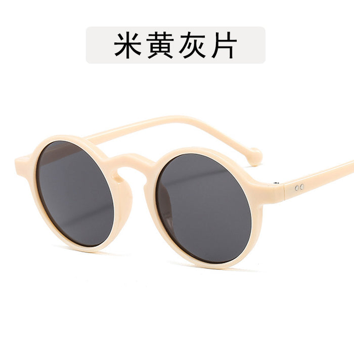 Wholesale New round frame crown prince sunglasses, trendy large frame sunglasses, rice nail sunglasses