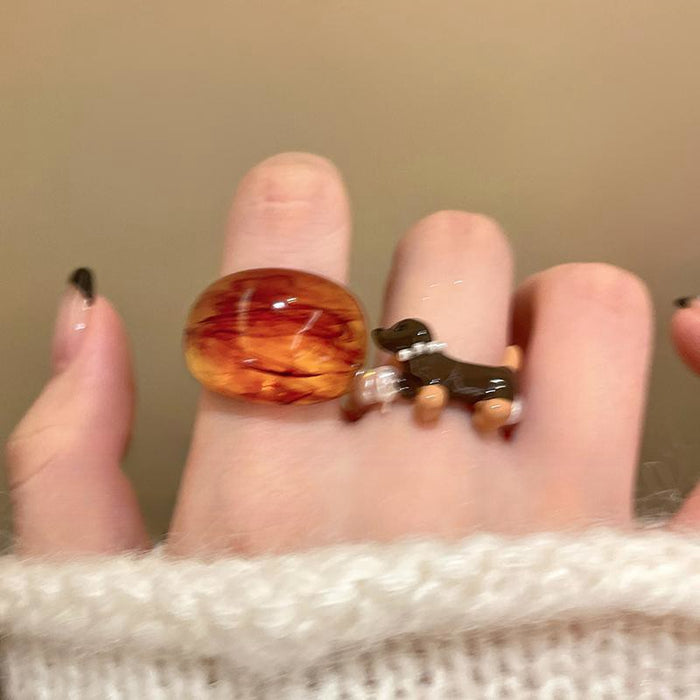 Wholesale Pearl ring, women's autumn and winter cute cartoon high-end feeling, index finger ring, children's fun ring