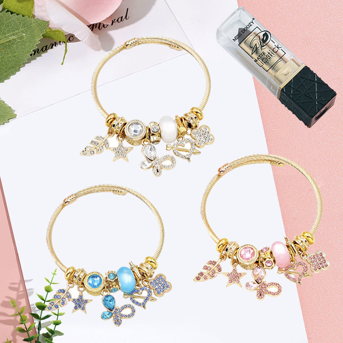 Wholesale Stainless Steel Butterfly Bracelet with Crystal Accents MOQ≥2