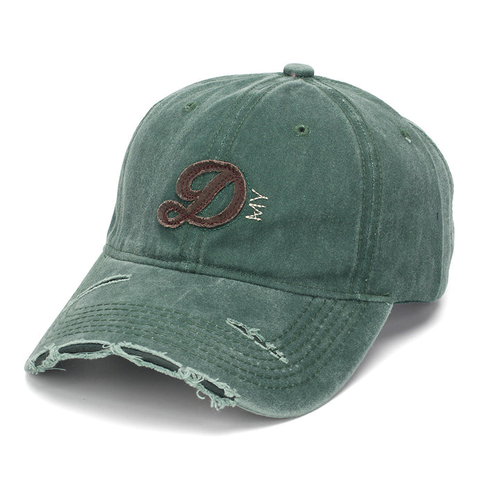 Wholesale Distressed Baseball Cap with Letter D Embroidery Retro Fashion Accessory