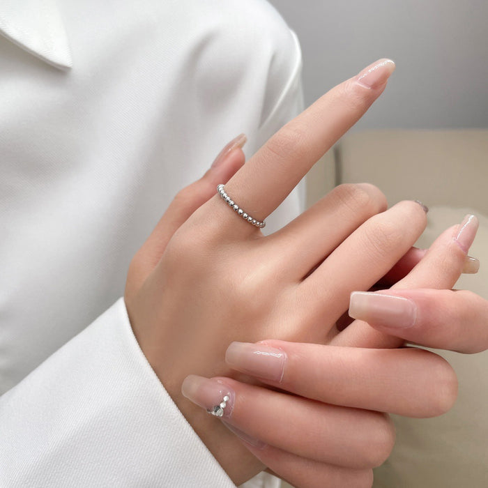 Wholesale Round bead ring, women's light luxury diamond, simple and non fading, solid circle bead ring, layered and worn