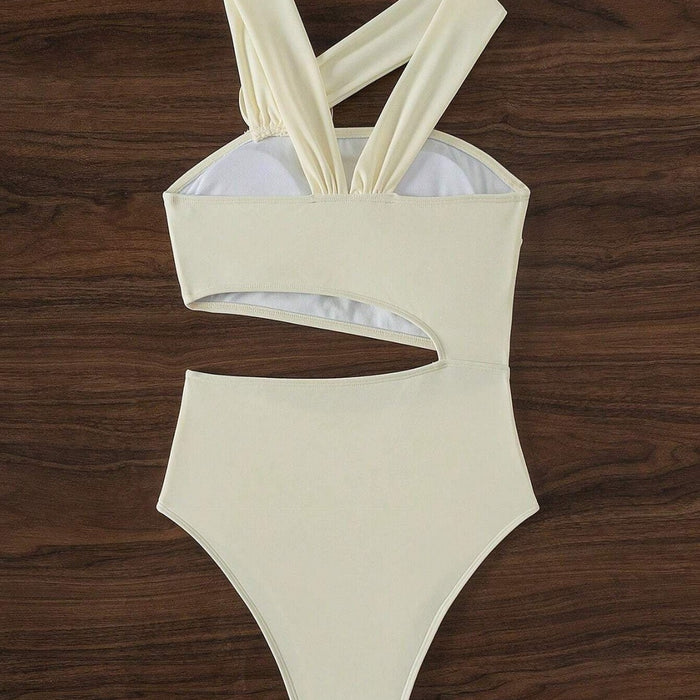 Wholesale Swimsuit women's new solid color sexy hollow swimsuit high-end one-piece swimsuit