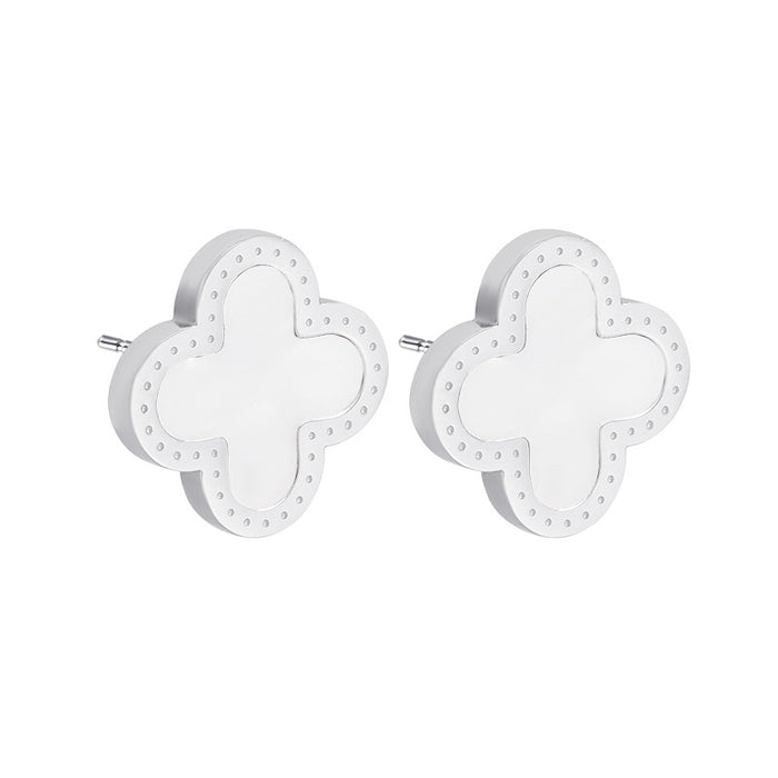 Wholesale Simple temperament, double-sided clover stainless steel earrings, personalized and versatile oil drip earrings