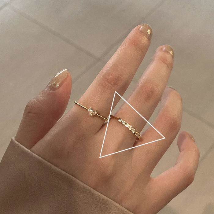 Wholesale Stacked niche design, exquisite zircon heart ring, light luxury, fashionable, versatile, high-end ring