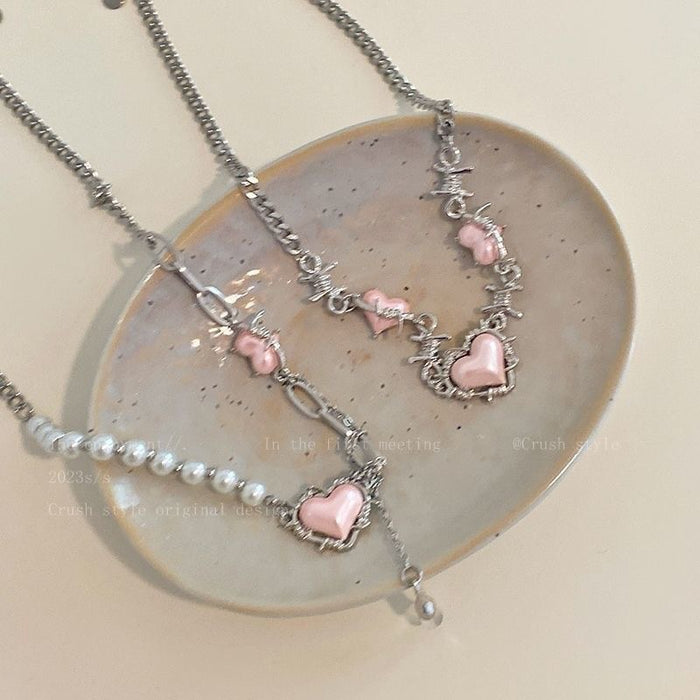 Wholesale n Heart Pendant Necklace Alloy Clavicle Chain Boutique Jewelry Accessory