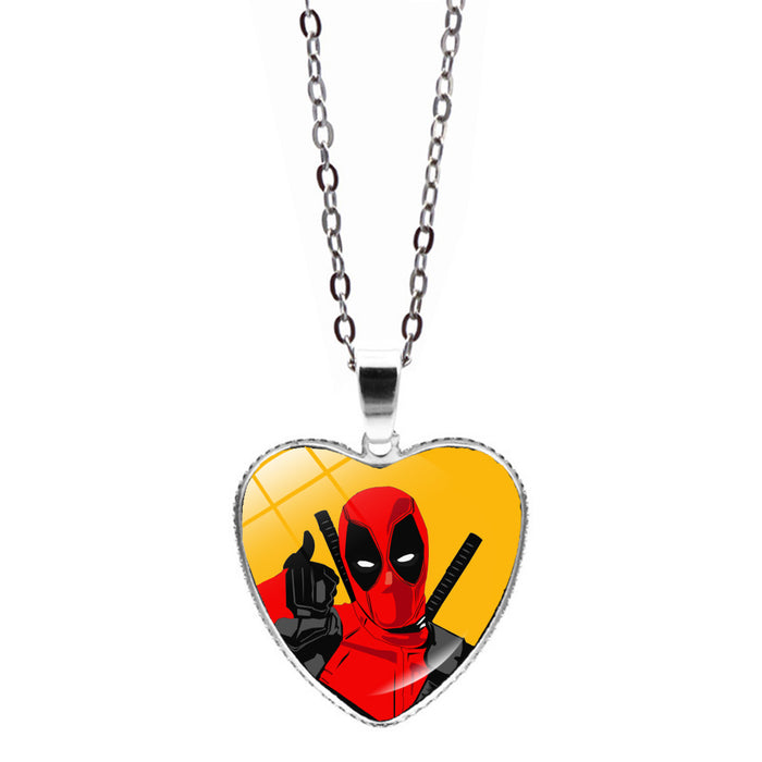 Wholesale Marvel Deadpool Wolverine Love Necklace Jewelry Women Deadpool Wolverine Heart Pendant Sweater Chain JDC-NE-JY003