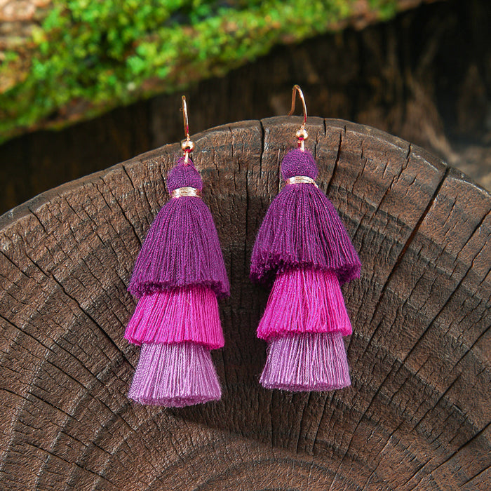 Wholesale Bohemian Tassel Earrings Vintage Style Fashion Accessory Gift MOQ≥2
