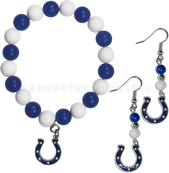 Wholesale Football Colored Candy Acrylic Bead Bracelet Earring Set