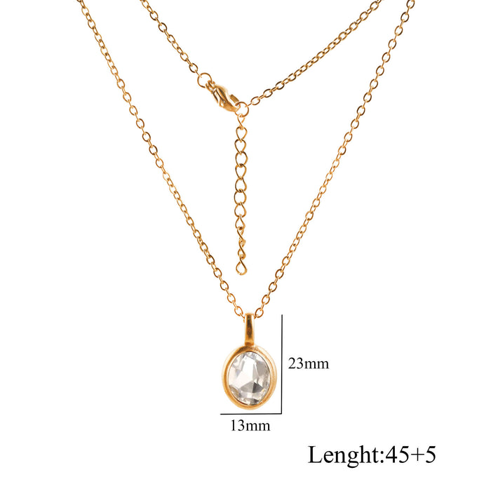 Wholesale Stainless Steel Oval Gemstone Choker Necklace