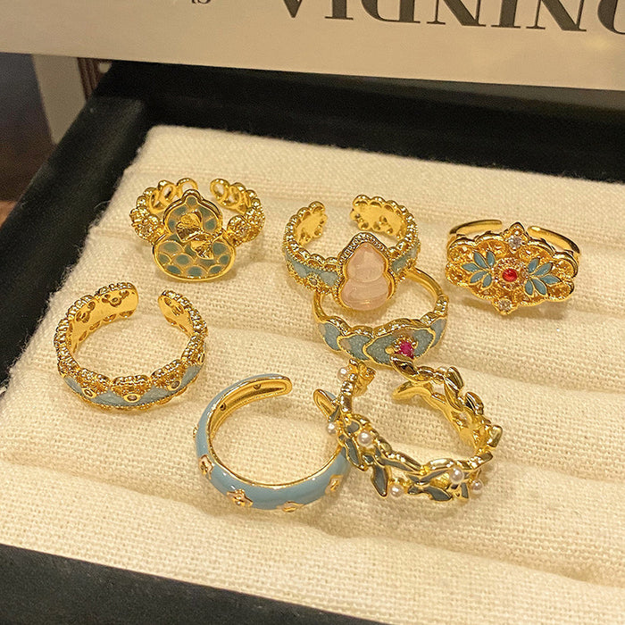 Wholesale Light Luxury Versatile Exquisite Drip Oil Ring Open Ring