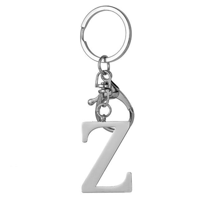 Wholesale Stainless Steel  Letter Key Chain Titanium Steel Keychain Initial Letter Modern Simple Backpack Pendant