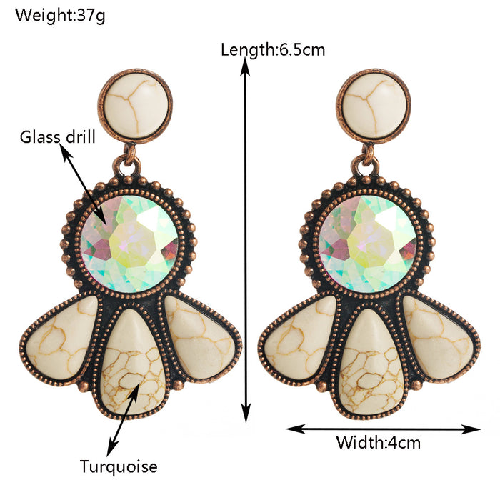 Wholesale Vintage Turquoise Alloy Statement Earrings