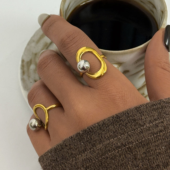 Wholesale Stainless Steel Hollow Circle Steel Ball Open Ring Simple Jewelry