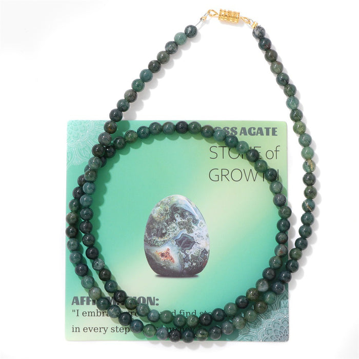 Wholesale 6mm stone bead screw clasp necklace card packaging choker necklace