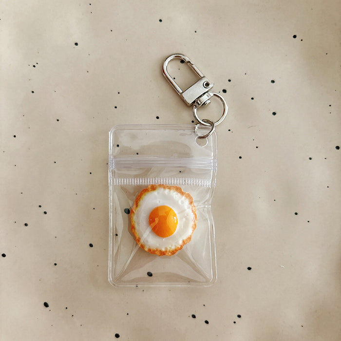 Wholesale Fried Egg And Corn Bun Food Toy Keychain Resin Pendant Creative Bag Charm Decorative Gift For Students