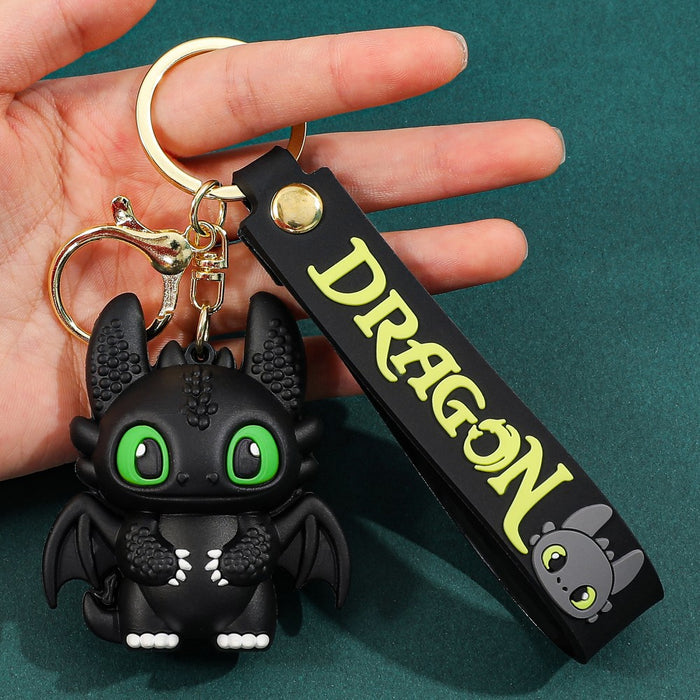 Wholesale Cartoon Black and White Little Flying Dragon Keychain Pendant Soft Plastic Cute Doll Accessories Luggage Pendant