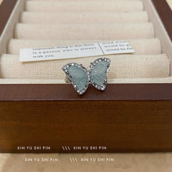 Wholesale Pink butterfly ring, light luxury temperament, niche design, high-end feel, ring ring design