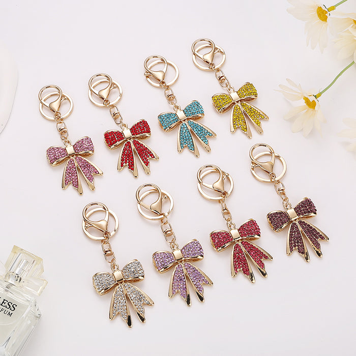 Wholesale Alloy Rhinestone Keychain Bow Women's Bag Key Chain Jewelry Accessories Pendant