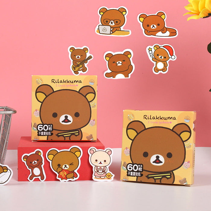 Wholesale Cute Bear Sticker Pack 60Pcs Waterproof DIY Decorative Stickers For Kids Party Trendy Home Decor Gift Craft Supply