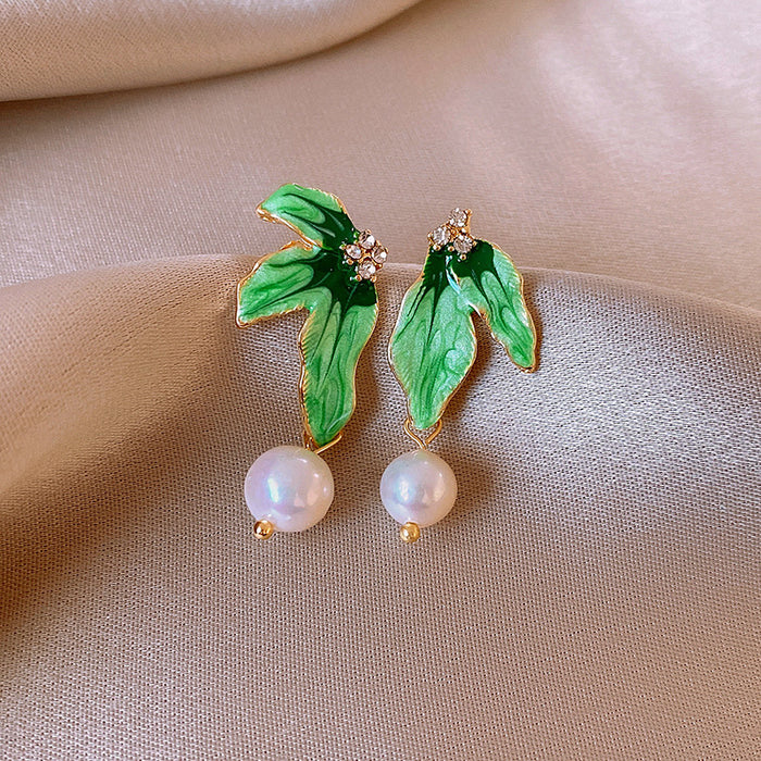 Wholesale Silver needle oil drop flower geometric earrings  summer new all-match earrings